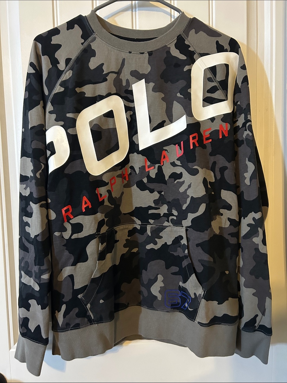Polo by Ralph Lauren Gray & Black Camo Crewneck performance with Red Logo